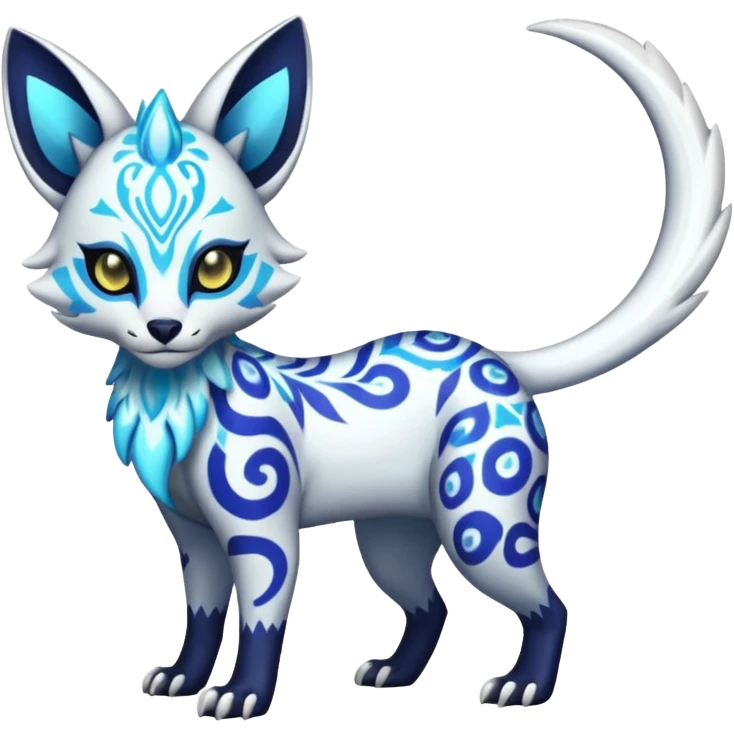 Icy floral shiny colorful neon bright vibrant patterned Genet-Absol-Zeraora-Primagen-fusion-creature  emoji