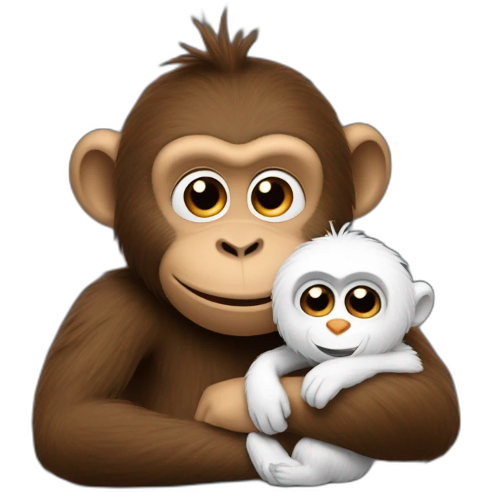 a monkey cuddling Olaf  emoji
