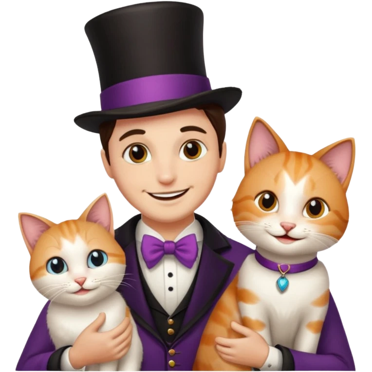 magician couple and their pet cat emoji