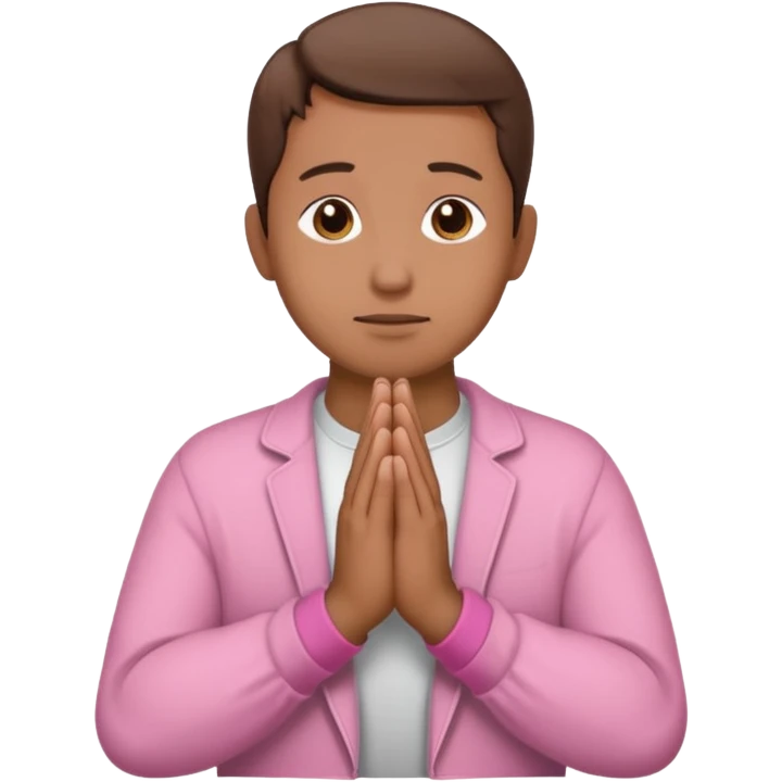 Brown praying hands with pink sleeves hands only emoji