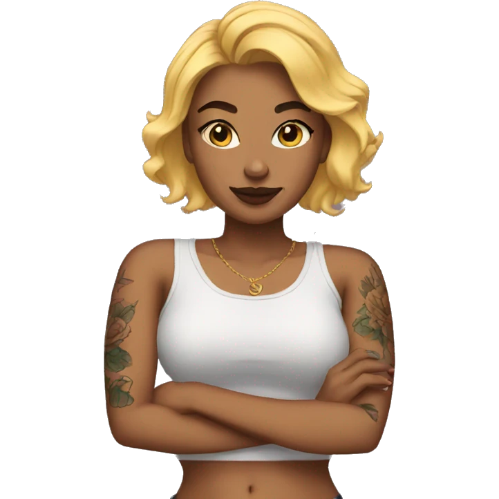 Woman wearing tattoos  emoji