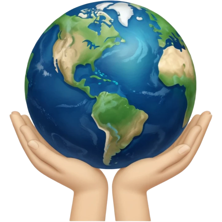 Beige hands holding earth emoji