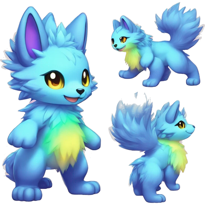 Anthro Fluffy Cool Cute Magical Elemental Shiny Colorful Neon Vibrant Colors Sparkle Kemono-style Chibi Fantasy-Animal-Fakémon-Pokémon-Hybrid Fur Sona Aesthetic Full Body emoji