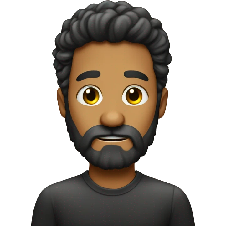 "Quiero un emoji de un hombre cin barba negra y alguna cana, calvo y delgado. Tiene su dedo índice sobre el labio inferior y levanta una ceja como si pensara  emoji