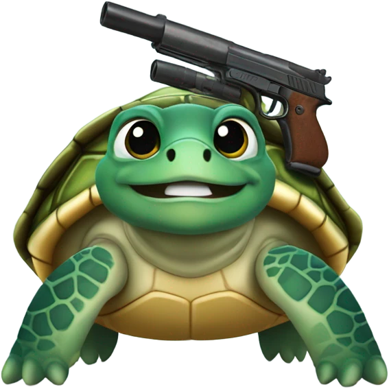 Sea turtle with a gun emoji
