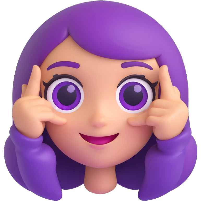 Space Groove Gwen from League of Legends, happy emote, only head, right eye purple emoji