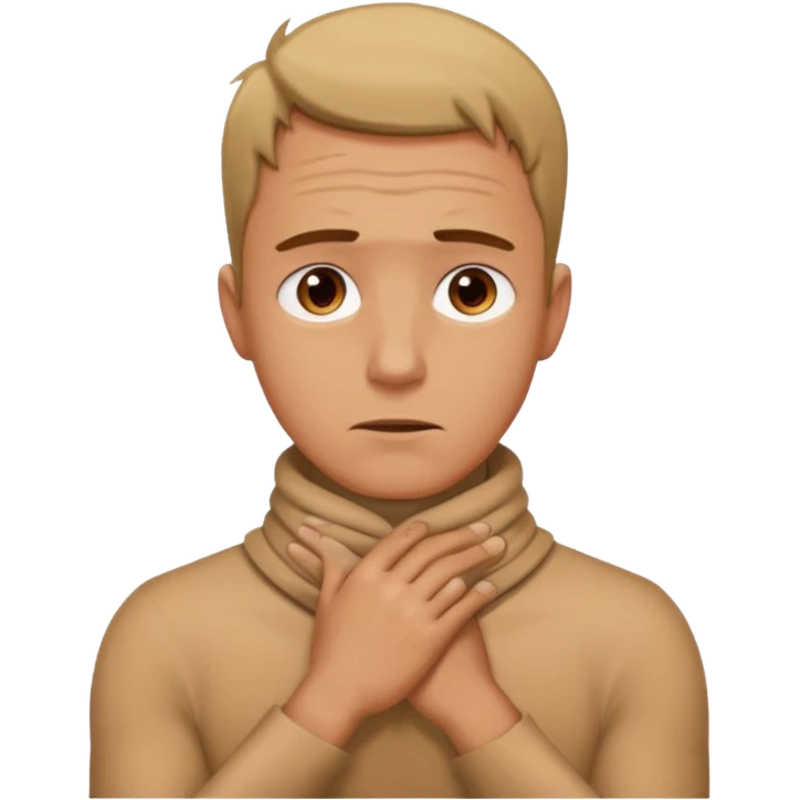 Man with hands around neck emoji