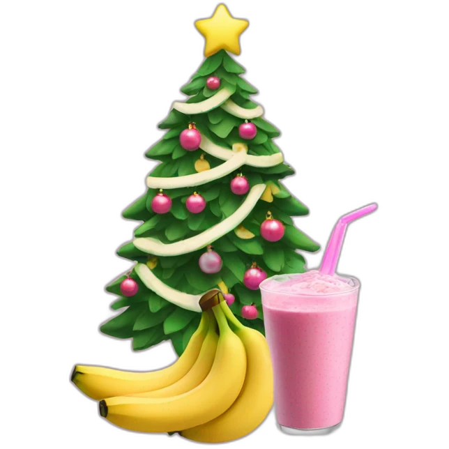 christmas tree with bananas and pink smoothie emoji