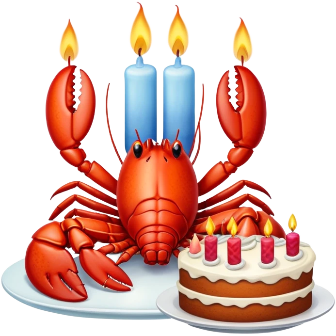 Lobster with birthday cake emoji