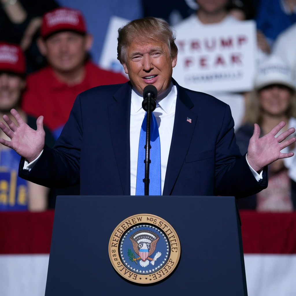 Donald Trump speaking at a rally emoji