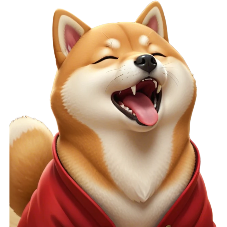 Cinematic Cute Yawning Shiba Inu Portrait Emoji, Head tilted slightly with a dramatic, wide-open yawn, showcasing a vibrant red coat with a soft creamy underbelly, floppy ears slightly drooping, round brown eyes barely open in drowsy contentment, Simplified yet irresistibly adorable features, highly detailed, glowing with a soft, cozy glow, high shine, relaxed yet expressive, stylized with a touch of whimsy, bright and endearing, soft glowing outline, capturing the essence of a sleepy yet affectionate companion, so drowsy it feels like it could stretch out of the screen and curl up for a nap! emoji