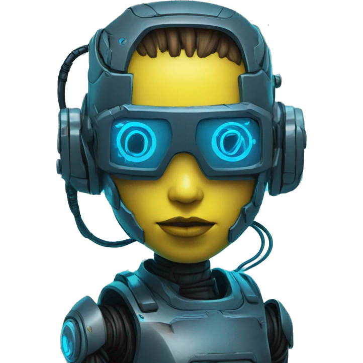 Cyberpunk robot neon blue emoji