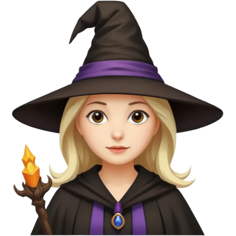 A younger woman with a witch's hat and robes (classic student or young witch look). emoji