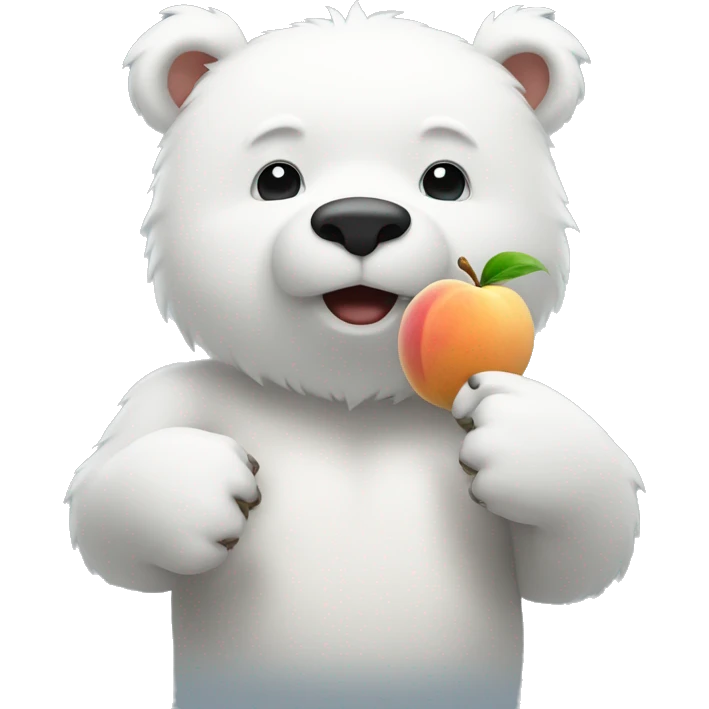 white bear holding a peach in his paws emoji
