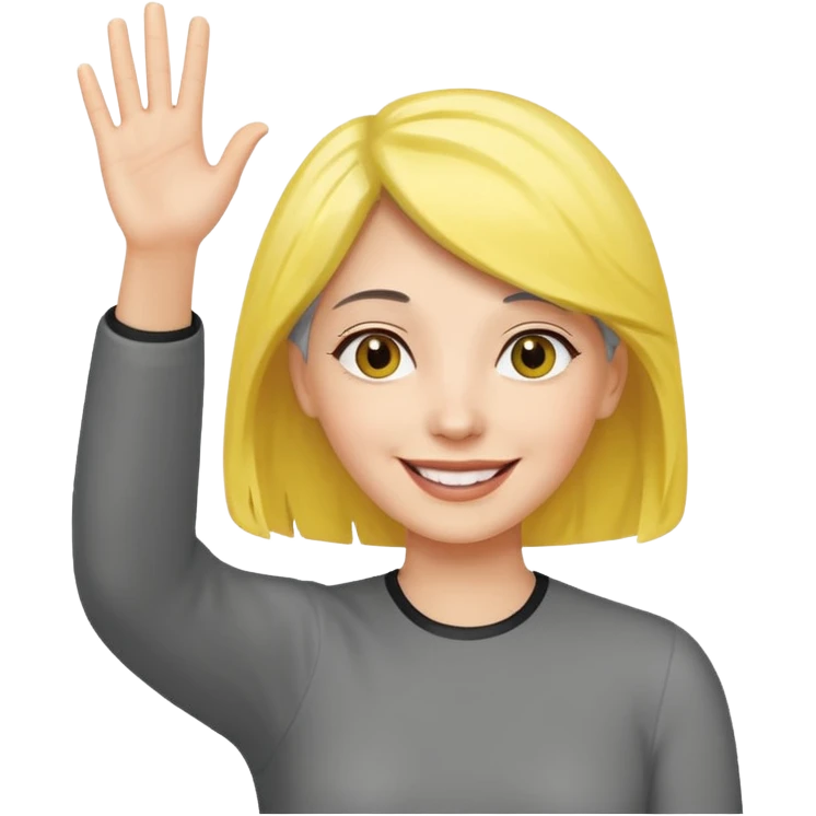 woman with gray and yellow hair smiling and waving her hand  emoji