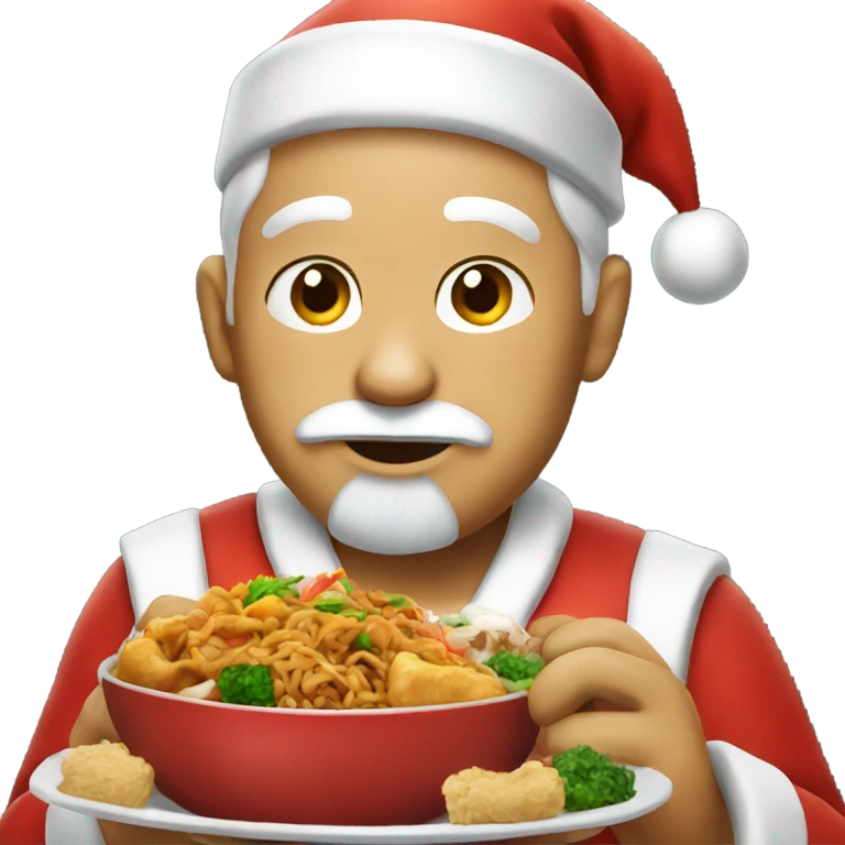 Santa eating Chinese food emoji