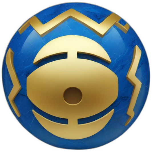 big blue "W" on black marble ball emoji