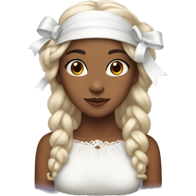 A beautiful brunnet with a white bow on her head emoji