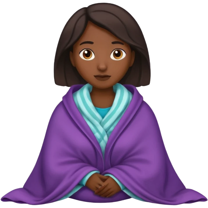 dark skin woman with tucked blanket emoji