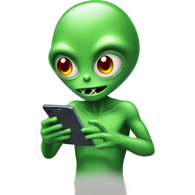 alien playing smartphone games emoji