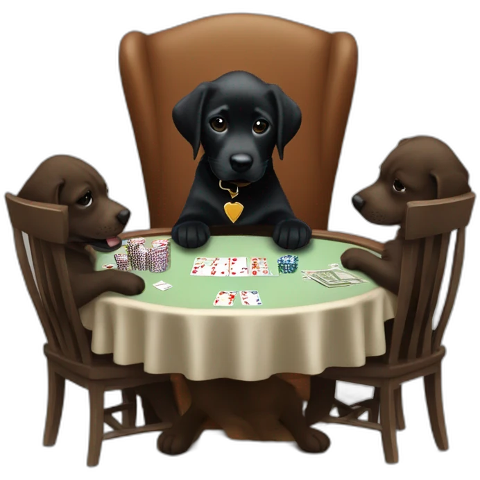 Black lab puppy playing poker with the guys from Goodfellas emoji