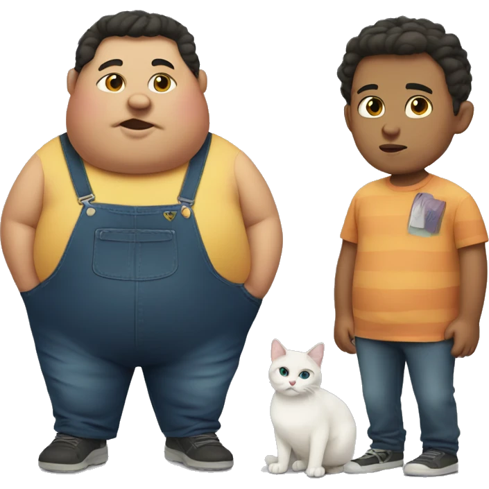 Fat boy with a cat emoji