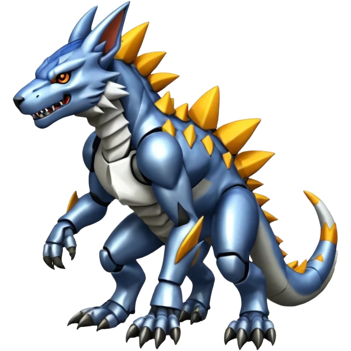  Cool Edgy Shiny Greymon-Weregarurumon full body emoji