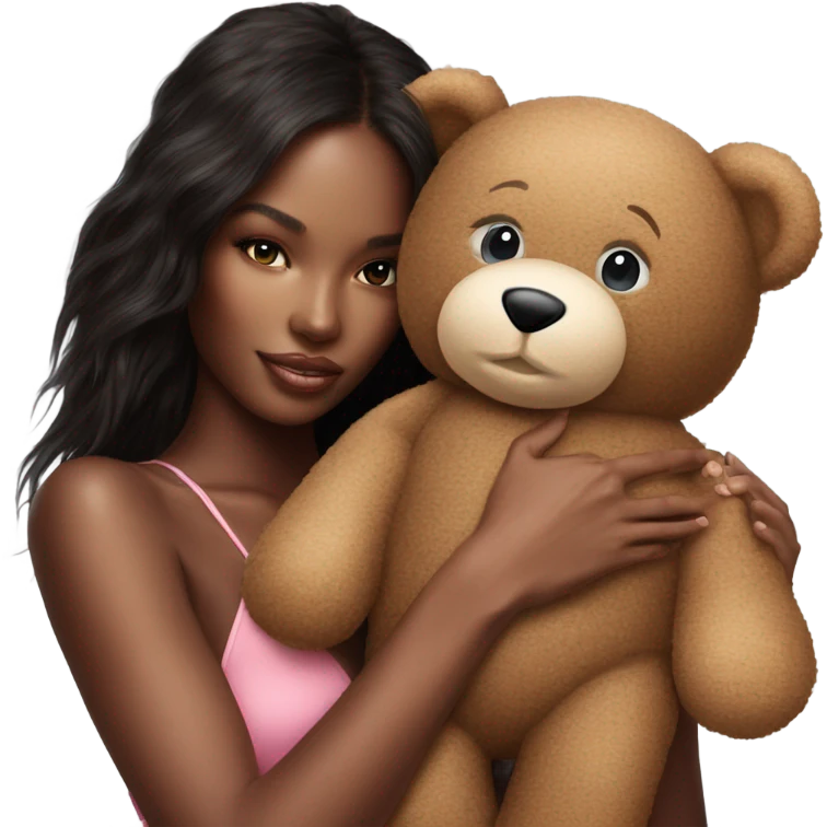 Photo Real Victoria secret model cuddling a teddy bear  emoji