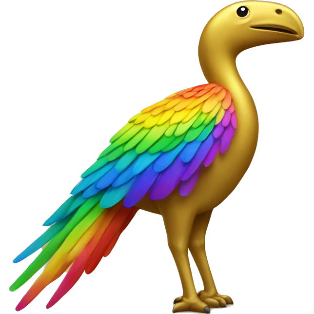 Rainbow bird on golden elephant  emoji