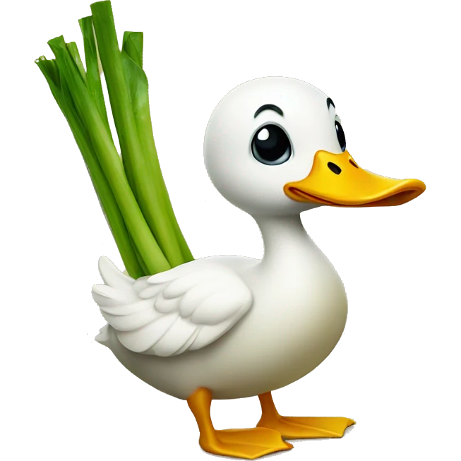 Duck holding a leek emoji
