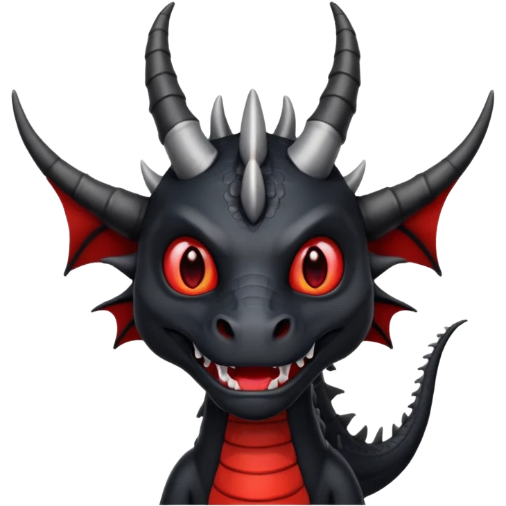 A black dragon with red brillants eyes, great black horns who say hi. emoji