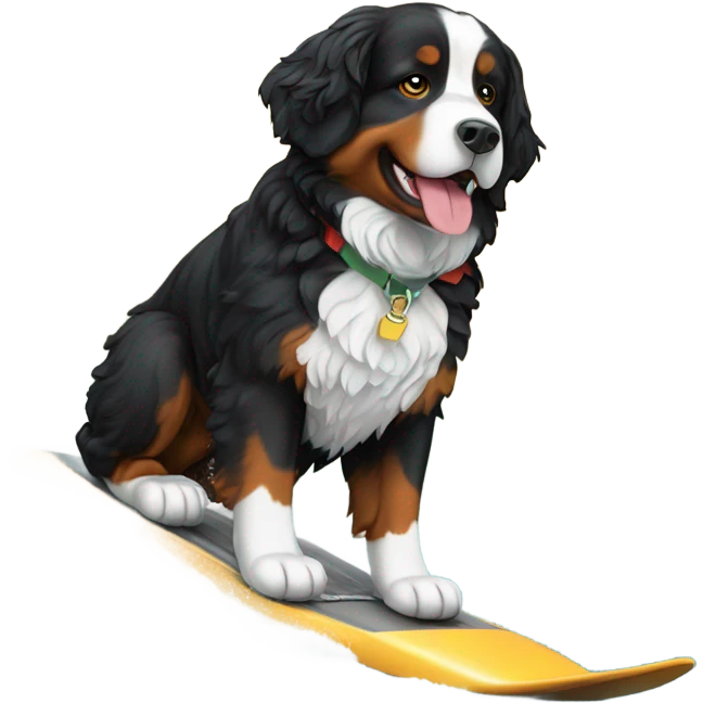 Bernese mountain dog water skiing emoji