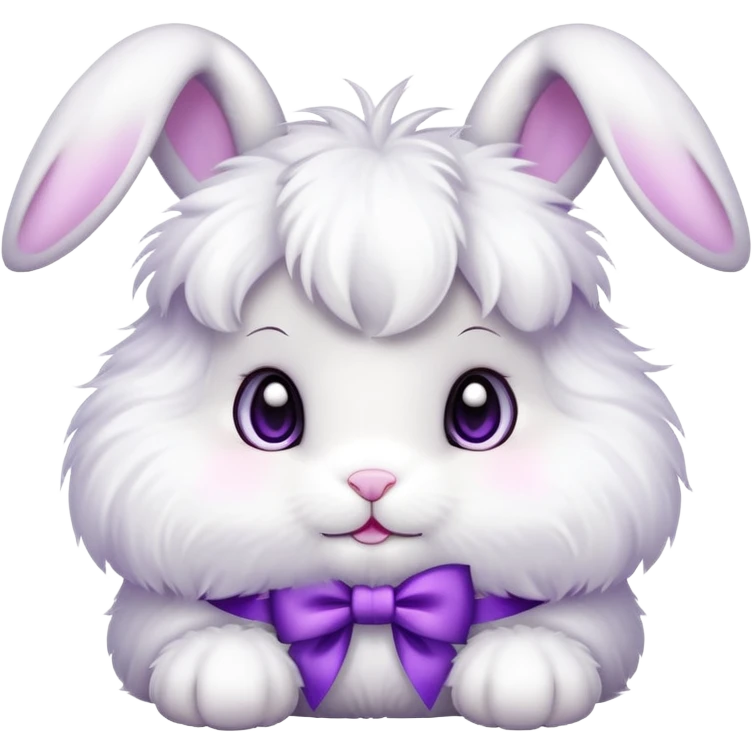 cute white bunny wearing purple bows emoji