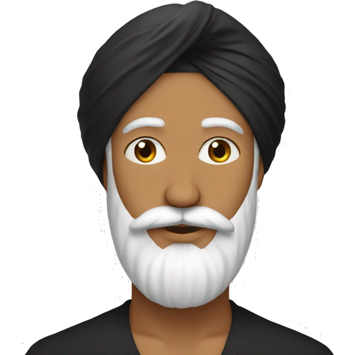 Sikh, black turban, white pepper beard emoji
