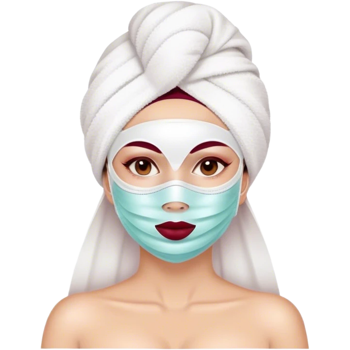 Lady with face mask spa beauty full face relaxing Burgundy emoji