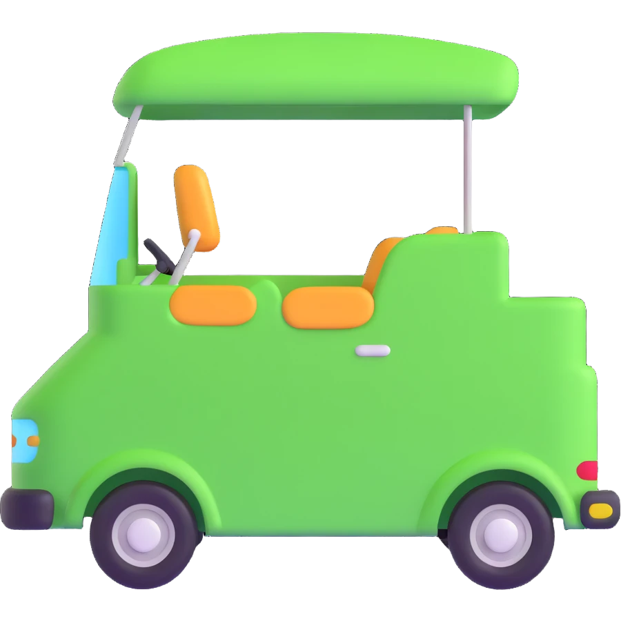 stylish bright green coach side view contemporary bold smiling emoji