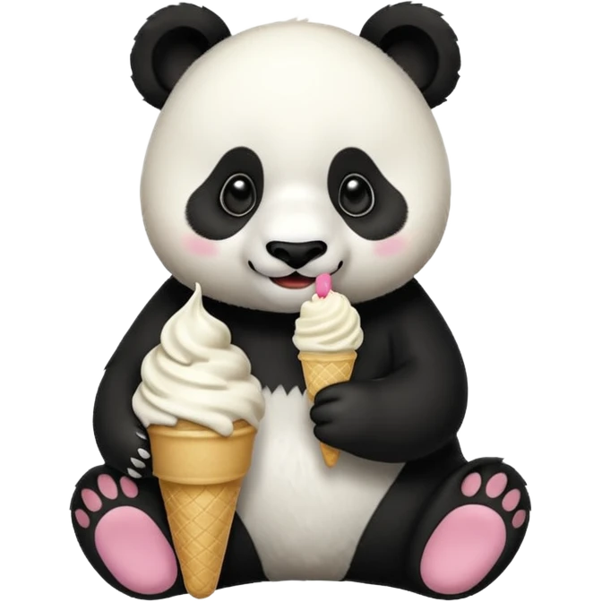 Panda eating ice cream emoji