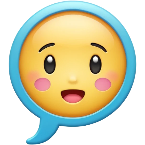 speech bubble with kawaii anime face and exclamation mark, emoji style emoji