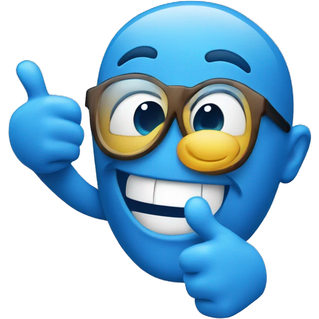 Blue smiling emoji with 2 thumbs up emoji