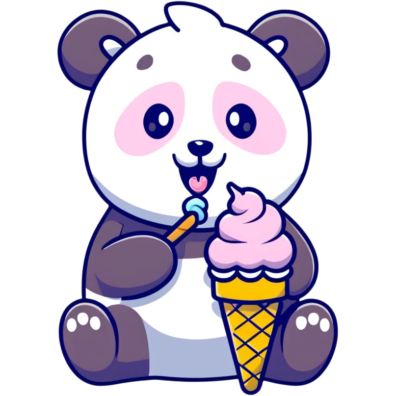 Panda eating ice cream emoji