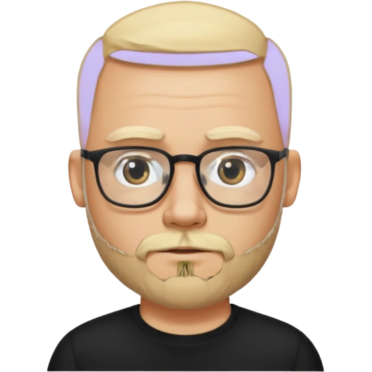 bearded blonde bald man with eyeglasses with black shirt emoji