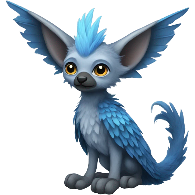 Trico The Last Guardian Quadrupedal Creature With Blue Horns, Grey feather Wings, And long tufted tail emoji