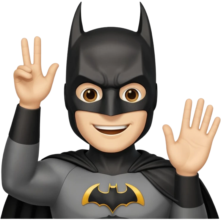Бэтман без маски машет рукой приветствие emoji