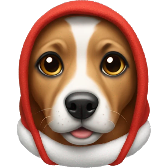 Dog wearing Christmas hoodie emoji