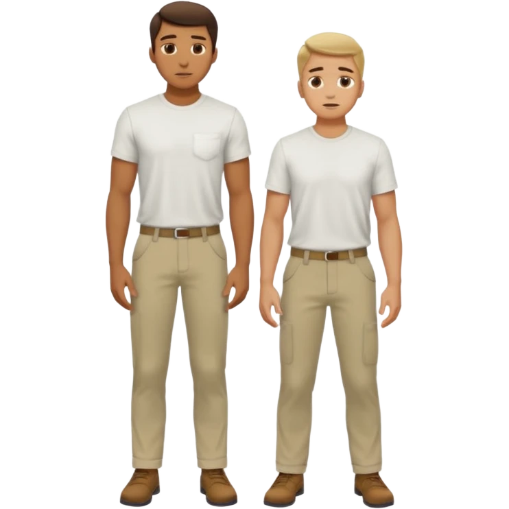 a guy standing up and another guy on both of his knees in front of said guy standing up who is loookg down at him and guy on knees is looking up at him emoji