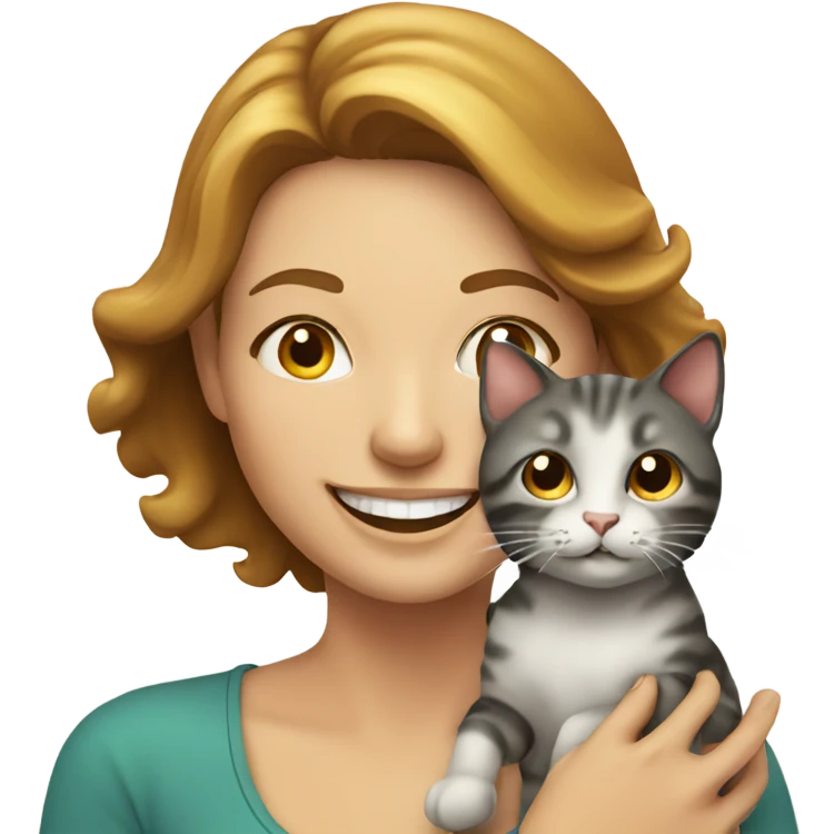 smiling lady with cat indoors emoji