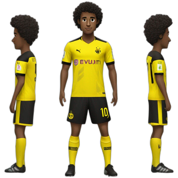 Borussia Dortmund player with brown skin a black Small goattee and short black curly har emoji