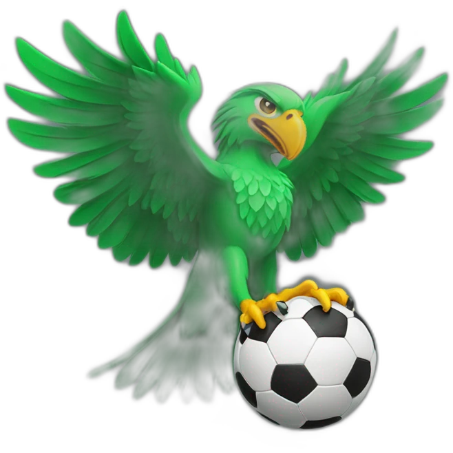 Green eagle holding soccer football emoji
