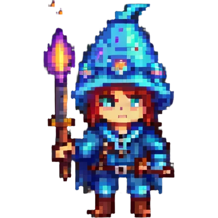 rocket casting a spell pixel art emoji