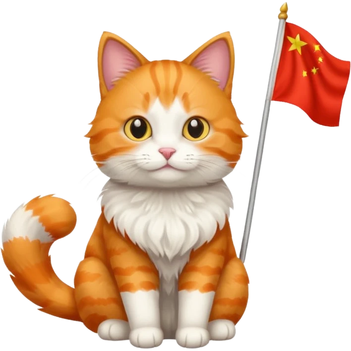 Orange Cat With the Flag of China As the full background emoji